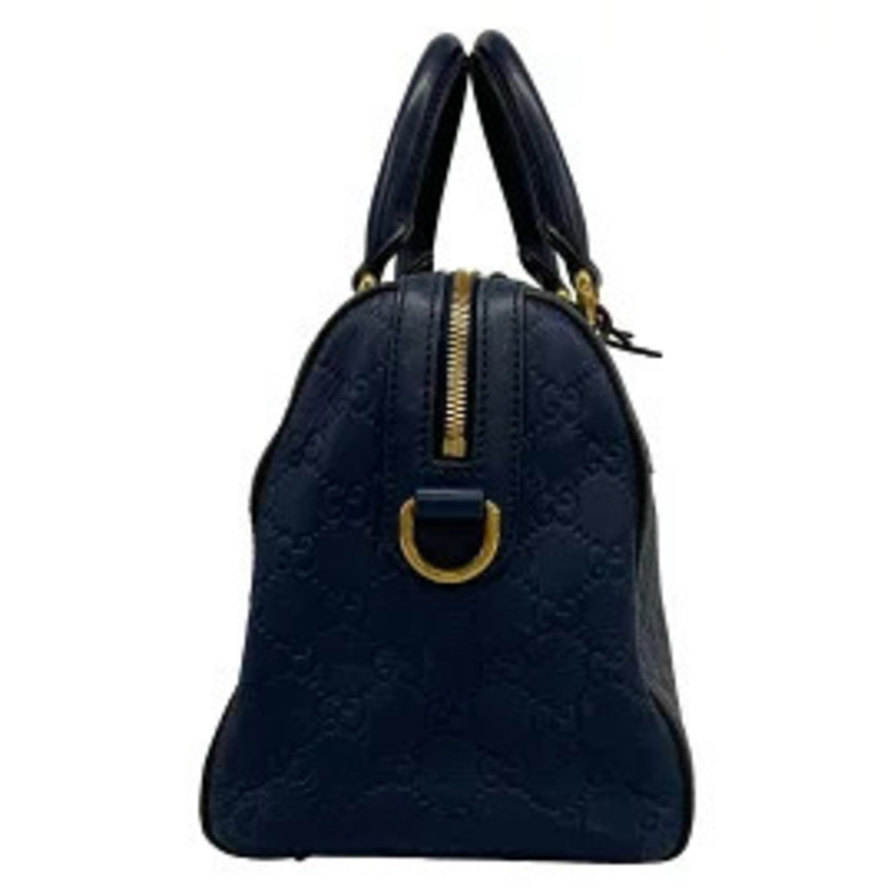 Gucci Guccissima Handbag Navy Blue Leather